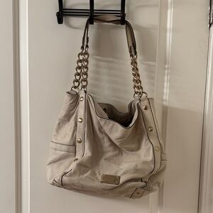 Michael Kors Cream Shoulder Bag with Gold Chain